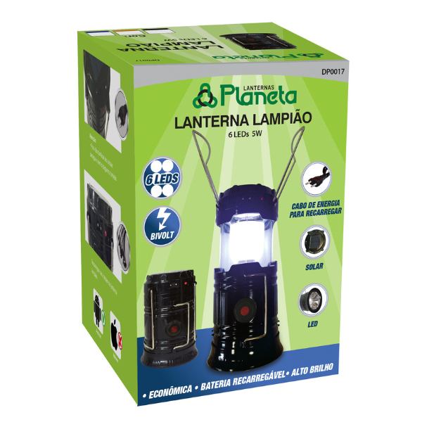 Lanterna Lampião 6 Leds 5 Watts Recarregável