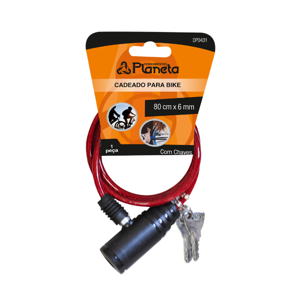 Cadeado para Bike c/ Chave 80 cm 6 mm