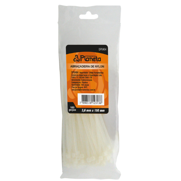 Abraçadeira de Nylon 3,6 mm 150 mm Pacote c/ 50 Unidades