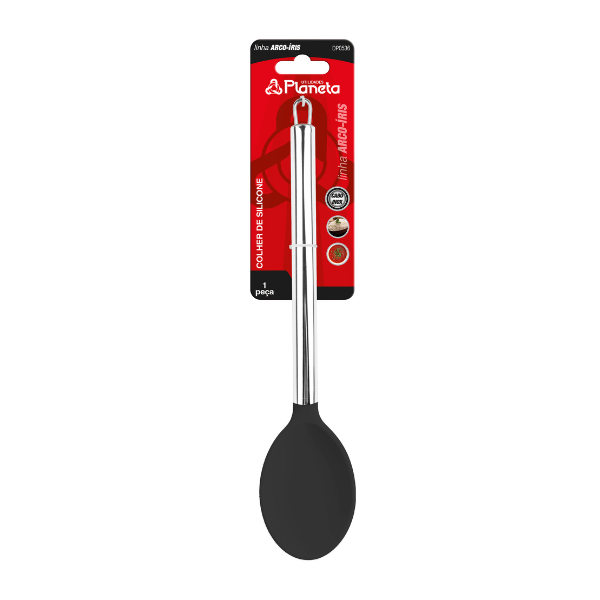 Colher de Silicone e Inox Arco-Íris